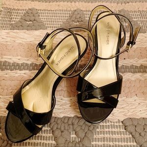 Marc Fisher | Black Ankle Wrap Wedges Size 8 1/2